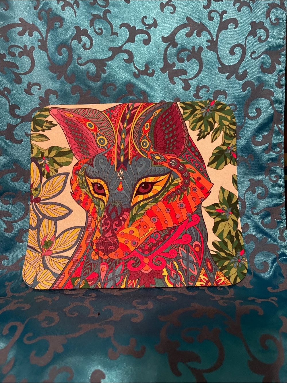 Vibrant Multicolor Fox Design Mouse Pad - Home Office